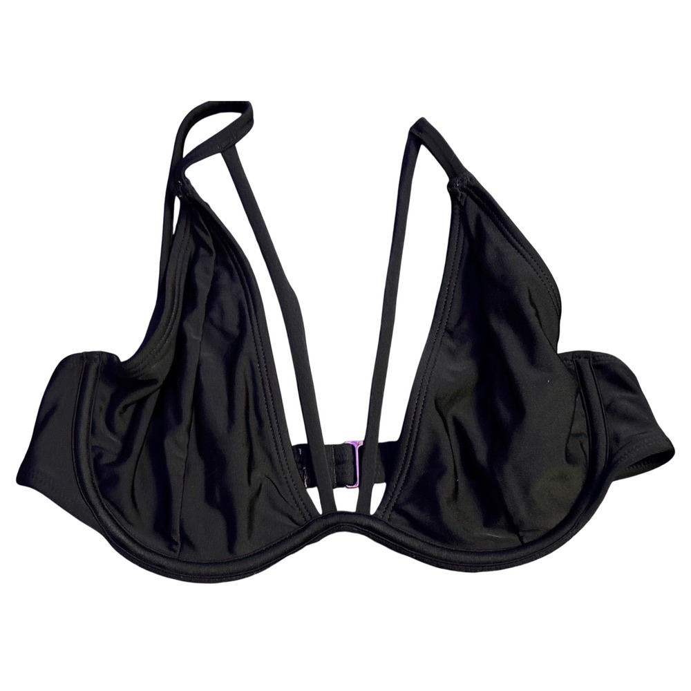Express Women's Black Caged Plunge Underwire Bikini Swim Top Size M‎